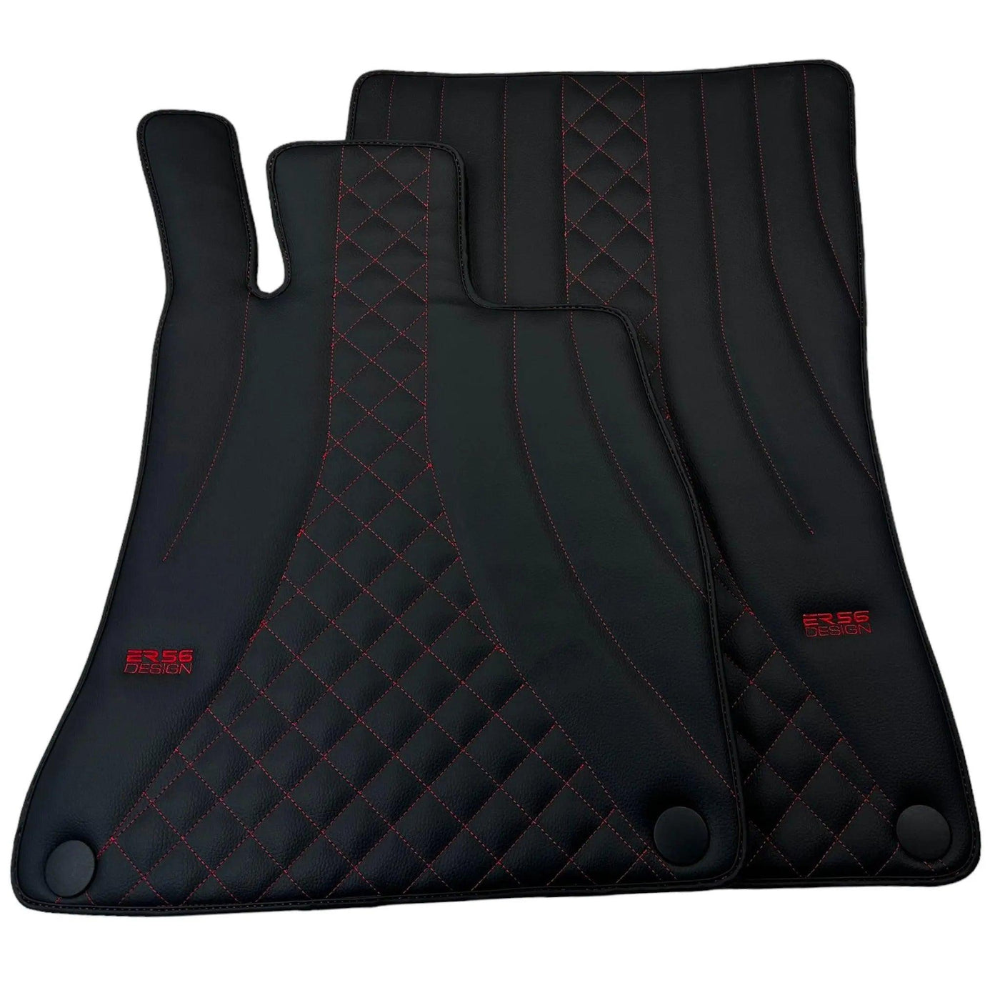 Black Leather Floor Mats For Mercedes Benz A-Class W177 Hatchback Hybrid (2019-2023) | ER56 Design - AutoWin