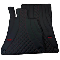 Black Leather Floor Mats For Mercedes Benz C-Class S206 Wagon (2021-2023) Hybrid | ER56 Design - AutoWin