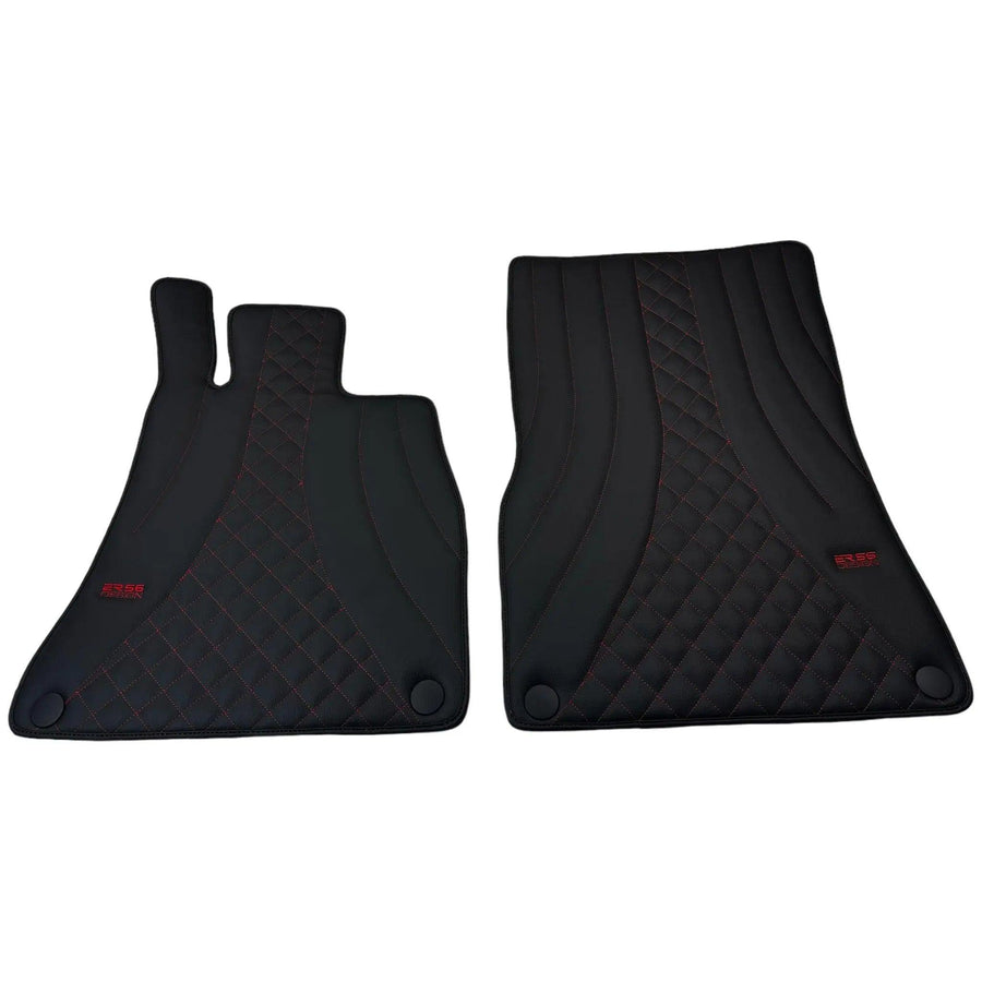 Black Leather Floor Mats For Mercedes Benz CL-Class C215 Coupe (1999-2006) | ER56 Design - AutoWin