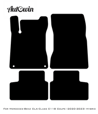 Black Leather Floor Mats For Mercedes Benz CLA-Class C118 Coupe (2020-2023) Hybrid | ER56 Design - AutoWin