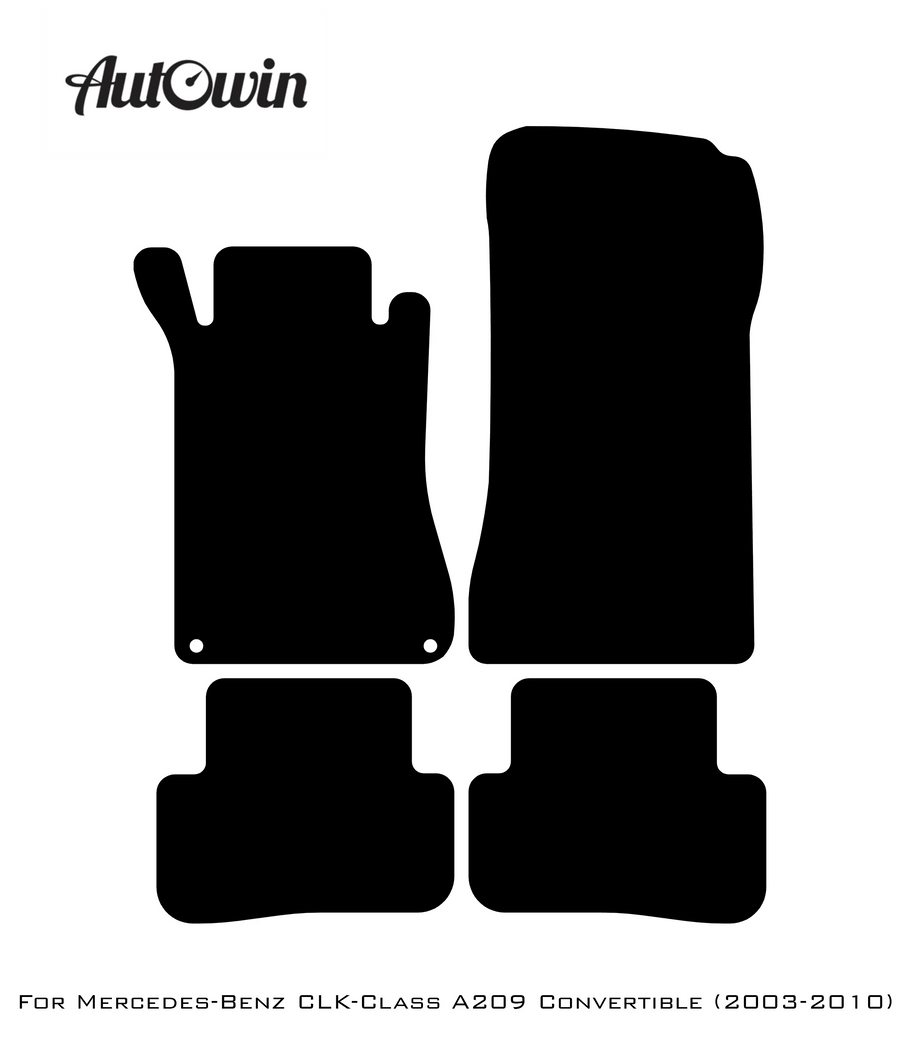 Black Leather Floor Mats For Mercedes Benz CLK-Class A209 Convertible (2003-2010) | ER56 Design - AutoWin