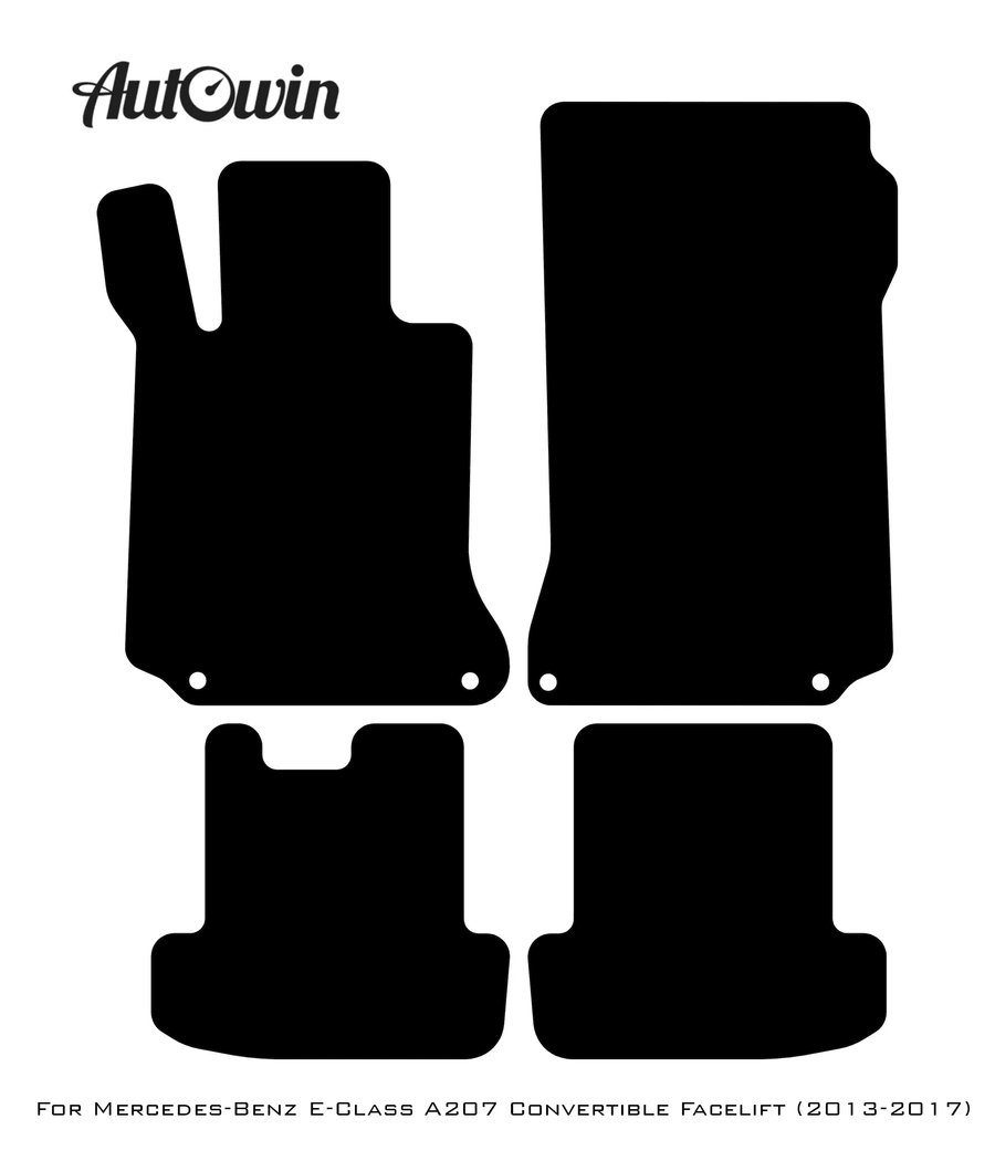Black Leather Floor Mats For Mercedes Benz E-Class A207 Convertible Facelift (2013-2017) | ER56 Design - AutoWin