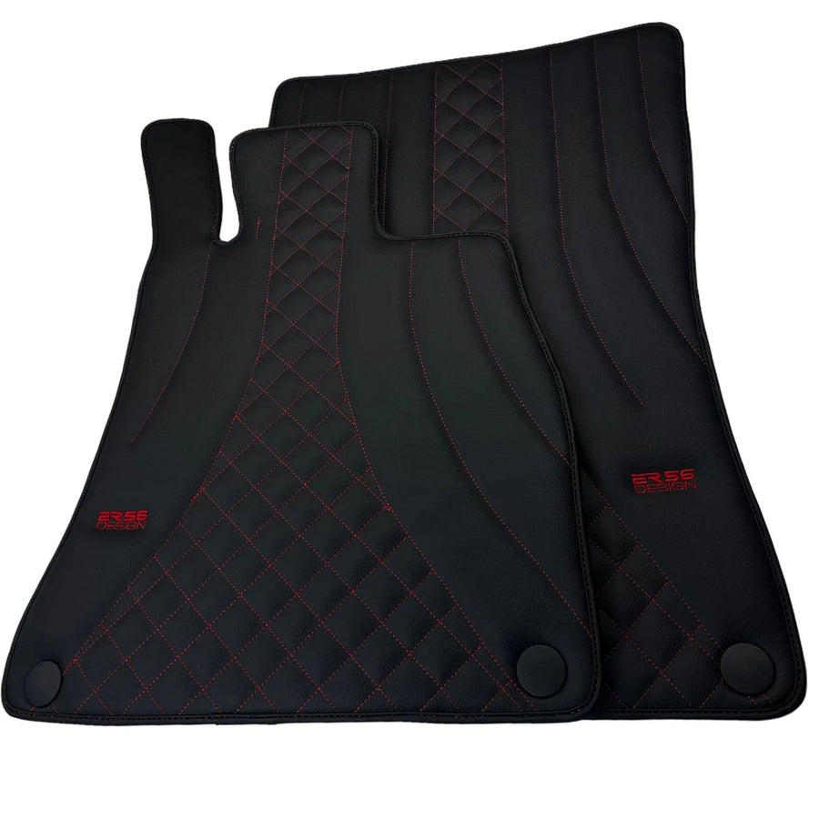 Black Leather Floor Mats For Mercedes Benz E-Class S213 Estate (2020-2023) Hybrid | ER56 Design - AutoWin
