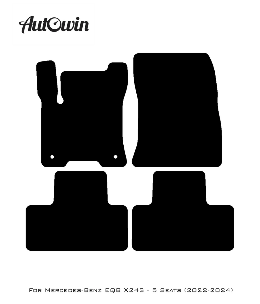 Black Leather Floor Mats For Mercedes Benz EQB-Class X243 (2022-2024) | ER56 Design - AutoWin