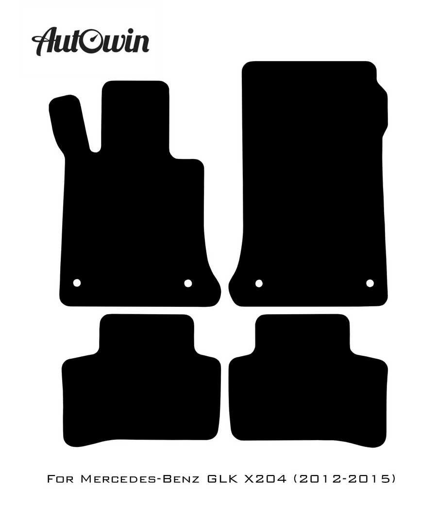 Black Leather Floor Mats For Mercedes Benz GLK-Class X204 (2012-2015) | ER56 Design - AutoWin