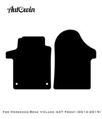 Black Leather Floor Mats For Mercedes Benz V-Class 447 Front (2014-2019) | ER56 Design - AutoWin