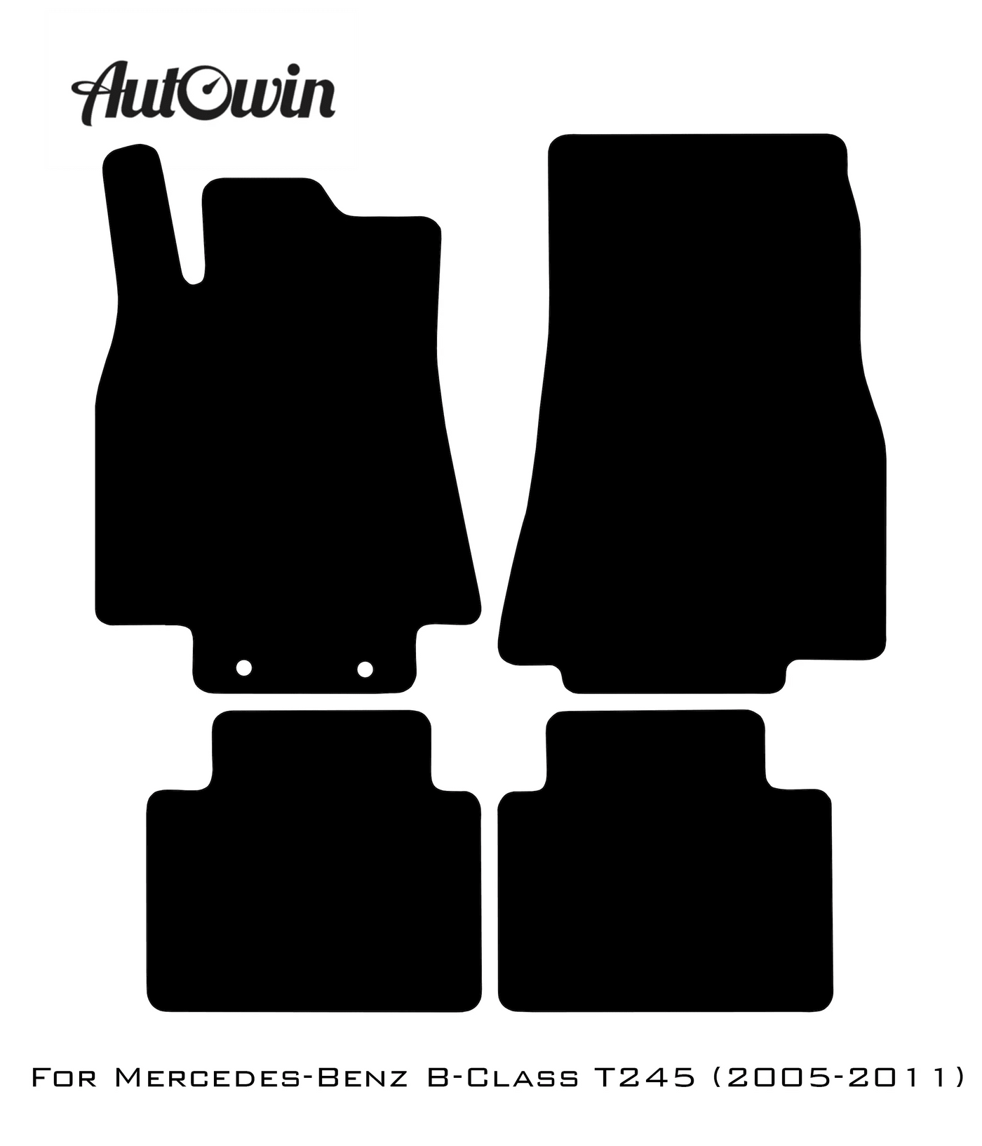 Black Sheepskin Floor Mats For Mercedes Benz B-Class T245 (2005-2011) | ER56 Design - AutoWin