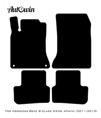 Black Sheepskin Floor Mats For Mercedes Benz B-Class W246 4Matic (2011-2019) | ER56 Design - AutoWin