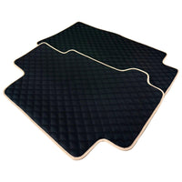 Black Stitched Leather Floor Mats for Maserati GranCabrio Sport (2011-2019) | Beige Trim - AutoWin