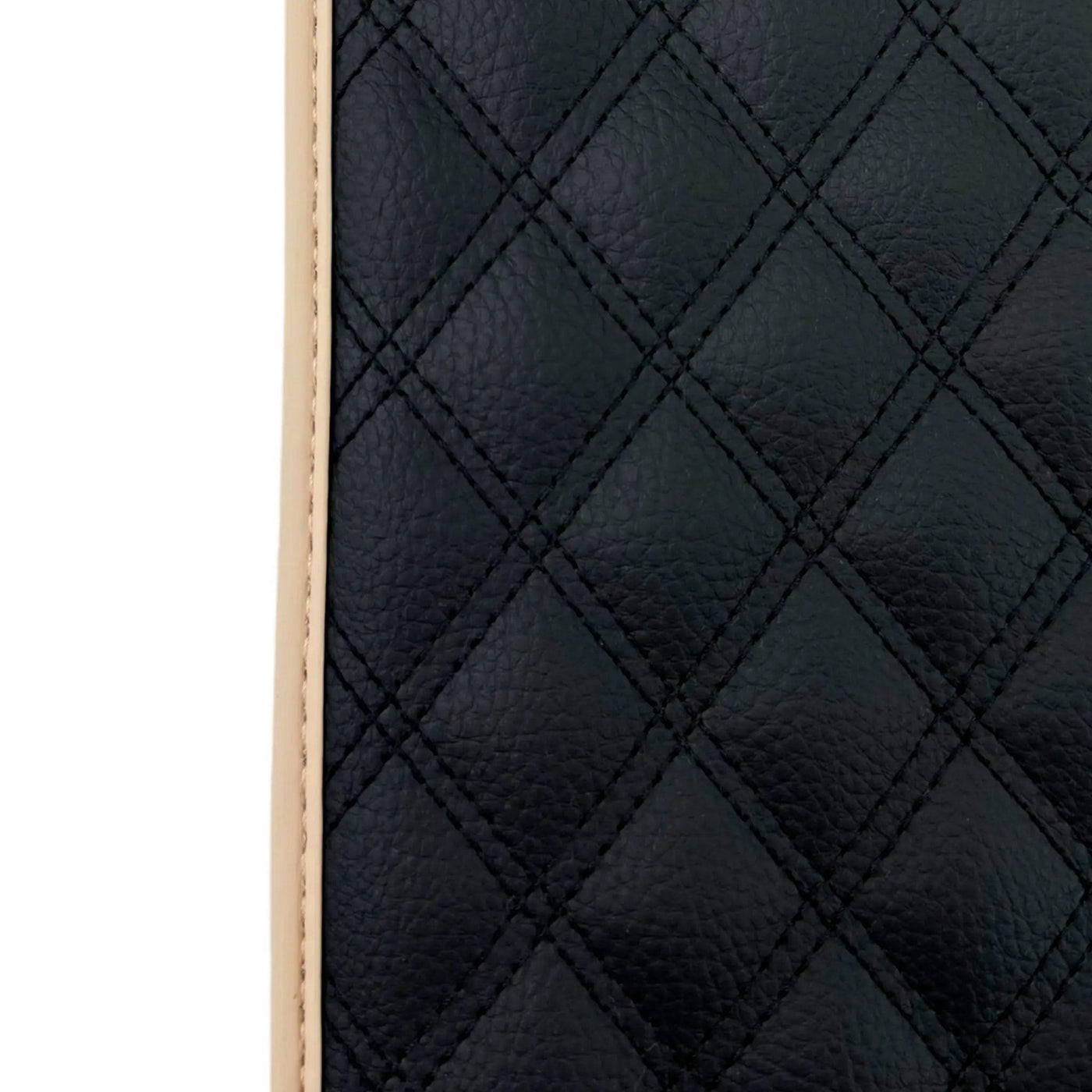 Black Stitched Leather Floor Mats for Maserati GranCabrio Sport (2011-2019) | Beige Trim - AutoWin