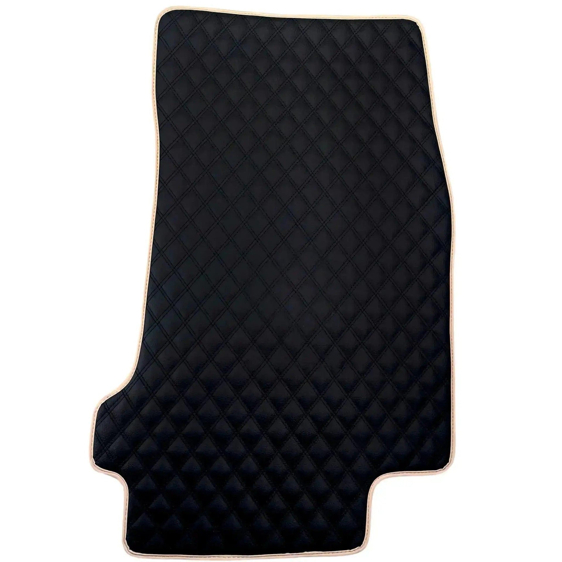 Black Stitched Leather Floor Mats for Maserati GranTurismo MC Stradale (2011-2015) | Beige Trim - AutoWin