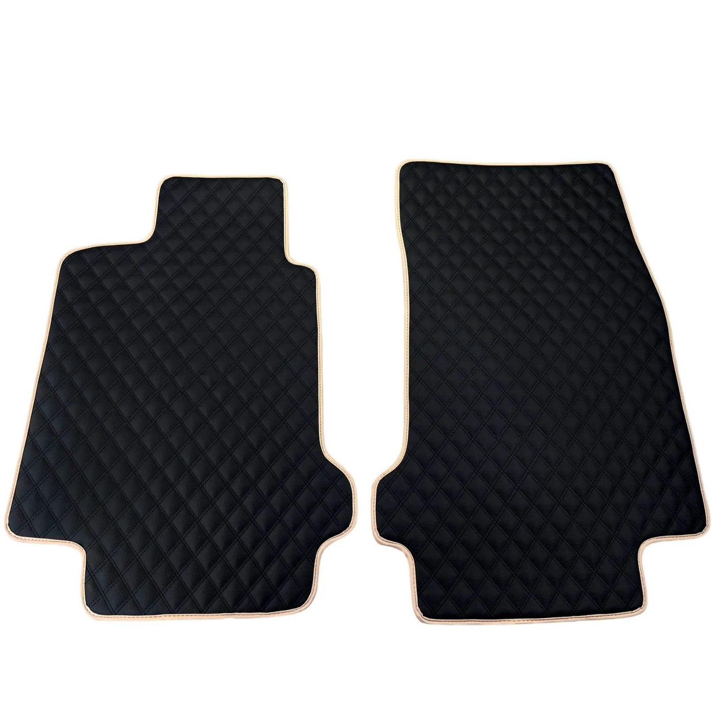 Black Stitched Leather Floor Mats for Maserati GranTurismo S (2008-2012) | Beige Trim - AutoWin