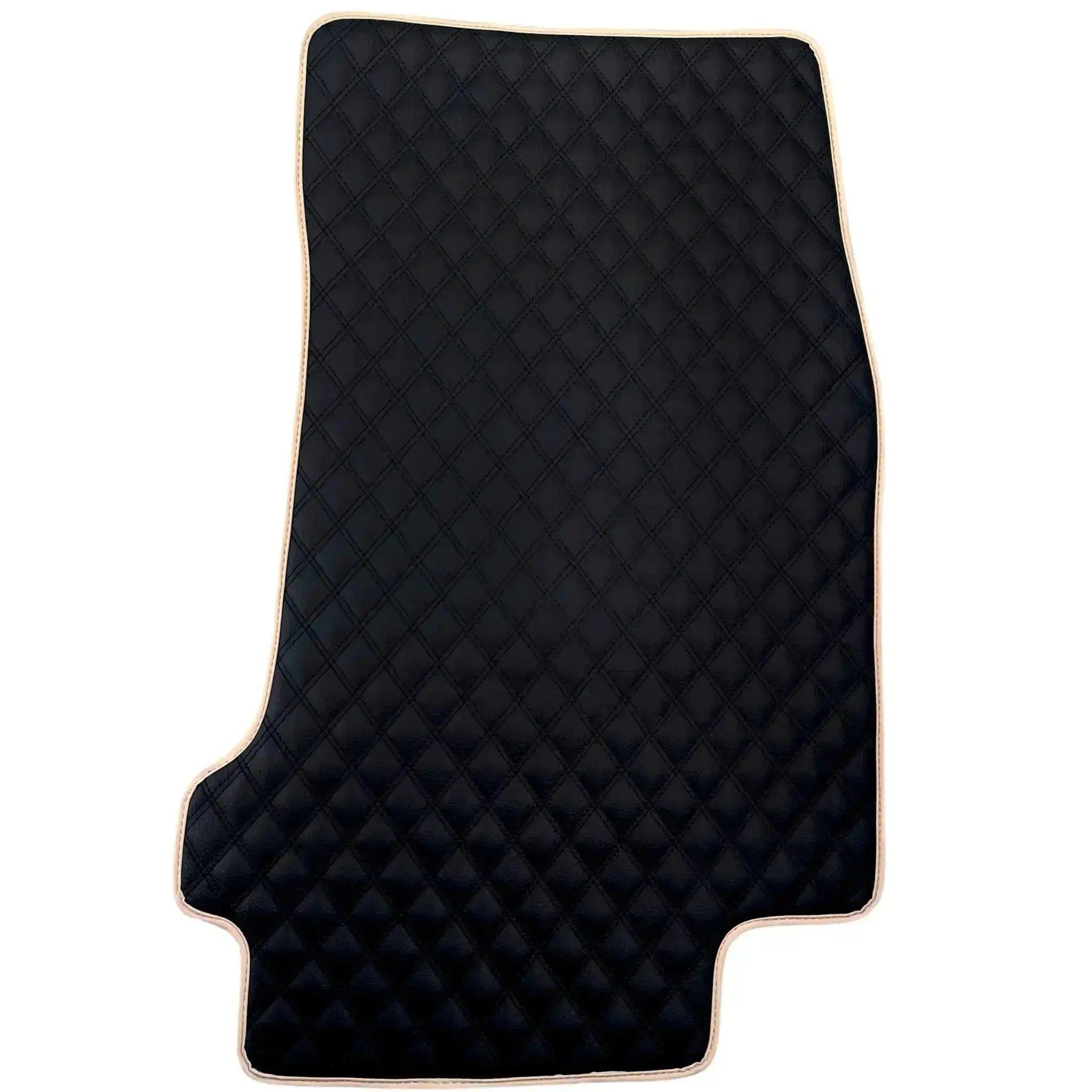 Black Stitched Leather Floor Mats for Maserati GranTurismo Sport (2012-2019) | Beige Trim - AutoWin