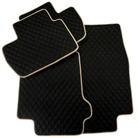 Black Stitched Leather Floor Mats for Maserati GranTurismo Sportline (2009-2019) | Beige Trim - AutoWin