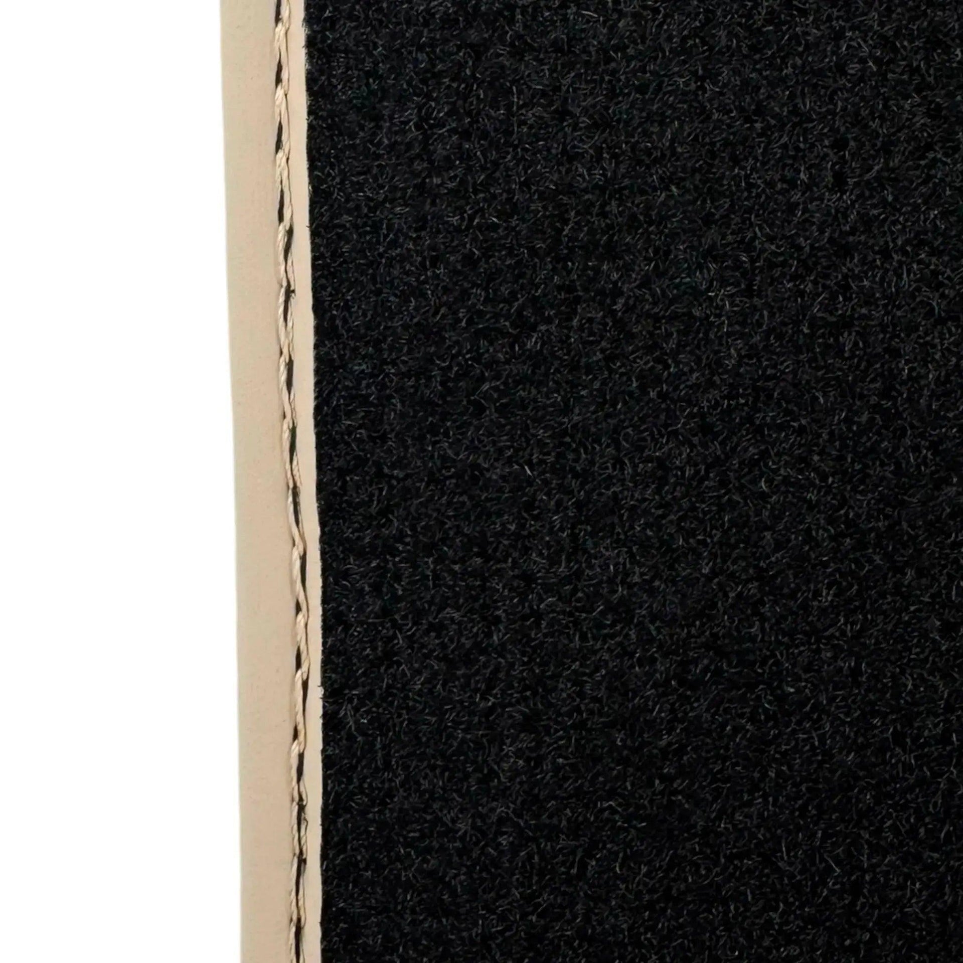 Black Stitched Leather Floor Mats for Maserati GranTurismo Sportline (2009-2019) | Beige Trim - AutoWin