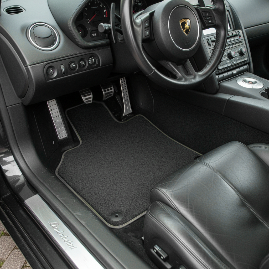 Customized Floor Mats for Lamborghini Gallardo Leather Carbon Tailored ROVBUT Limited Edition