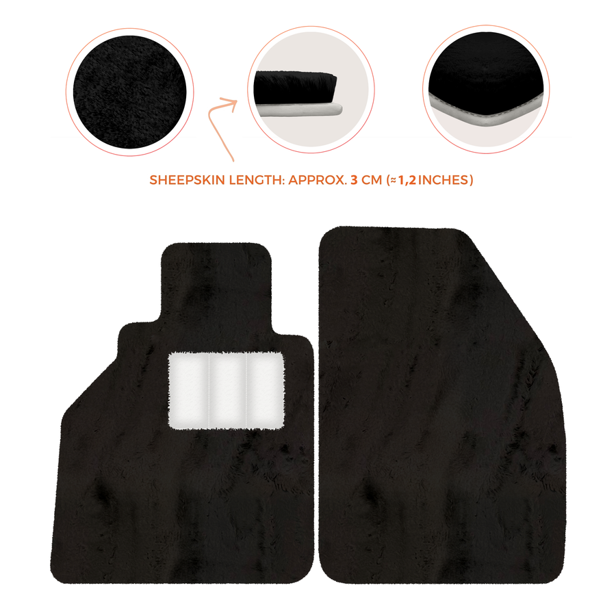 Alfombrillas de piel de oveja para Porsche 986 Boxster (1996-2004) - Longitud de piel de oveja, varias opciones de color