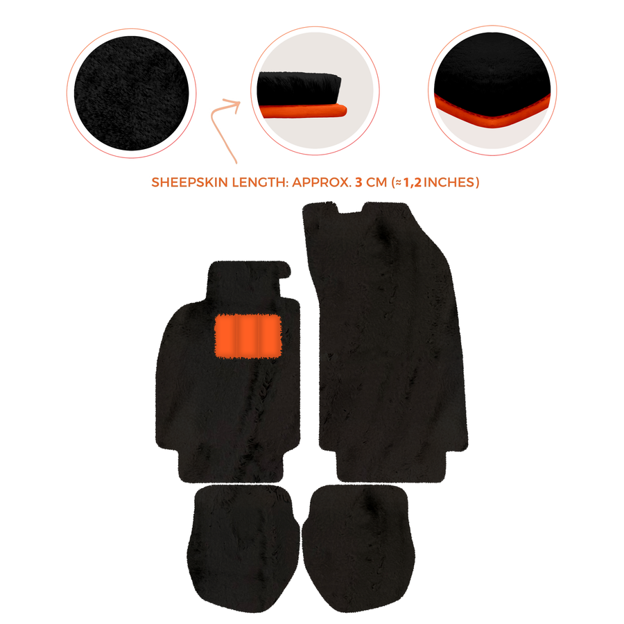 Alfombrillas de piel de oveja para Porsche 911 - 964 (1989-1994) - Longitud de piel de oveja, varias opciones de color