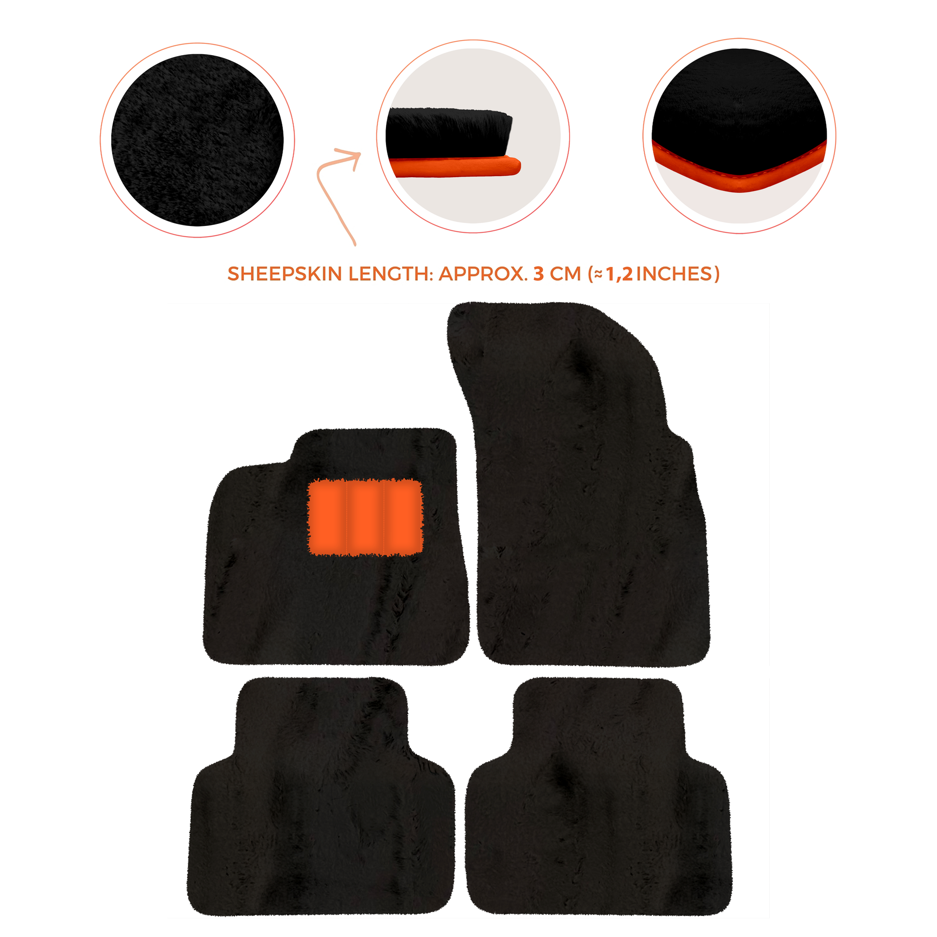 Premium Sheepskin Floor Mats for Lamborghini Countach 1974-1990