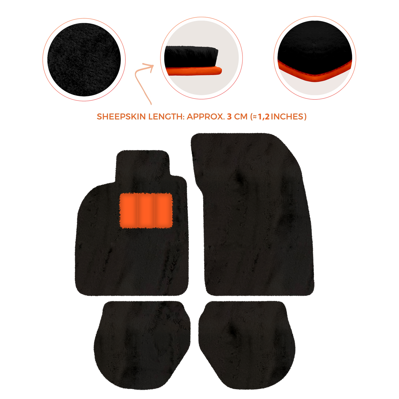 Sheepskin Floor Mats for Porsche 911-993 (1993-1998) - Sheepskin Length, Various Color Options