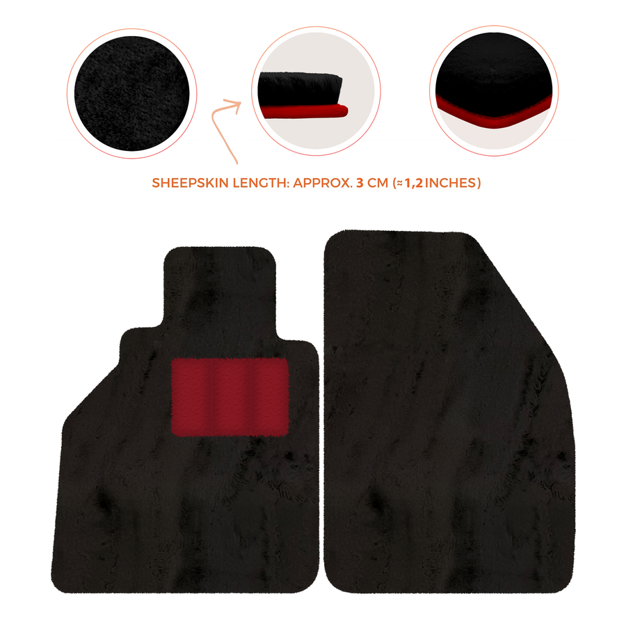 Alfombrillas de piel de oveja para Porsche 986 Boxster (1996-2004) - Longitud de piel de oveja, varias opciones de color