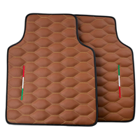 Brown Leather Viper Hex Pattern Floor Mats for Ferrari Purosangue (2023-2024) with Italian Flag