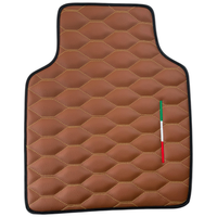 Brown Leather Viper Hex Pattern Floor Mats for Ferrari Purosangue (2023-2024) with Italian Flag