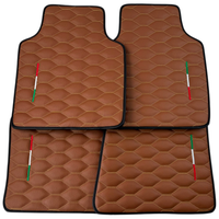 Brown Leather Viper Hex Pattern Floor Mats for Ferrari Purosangue (2023-2024) with Italian Flag