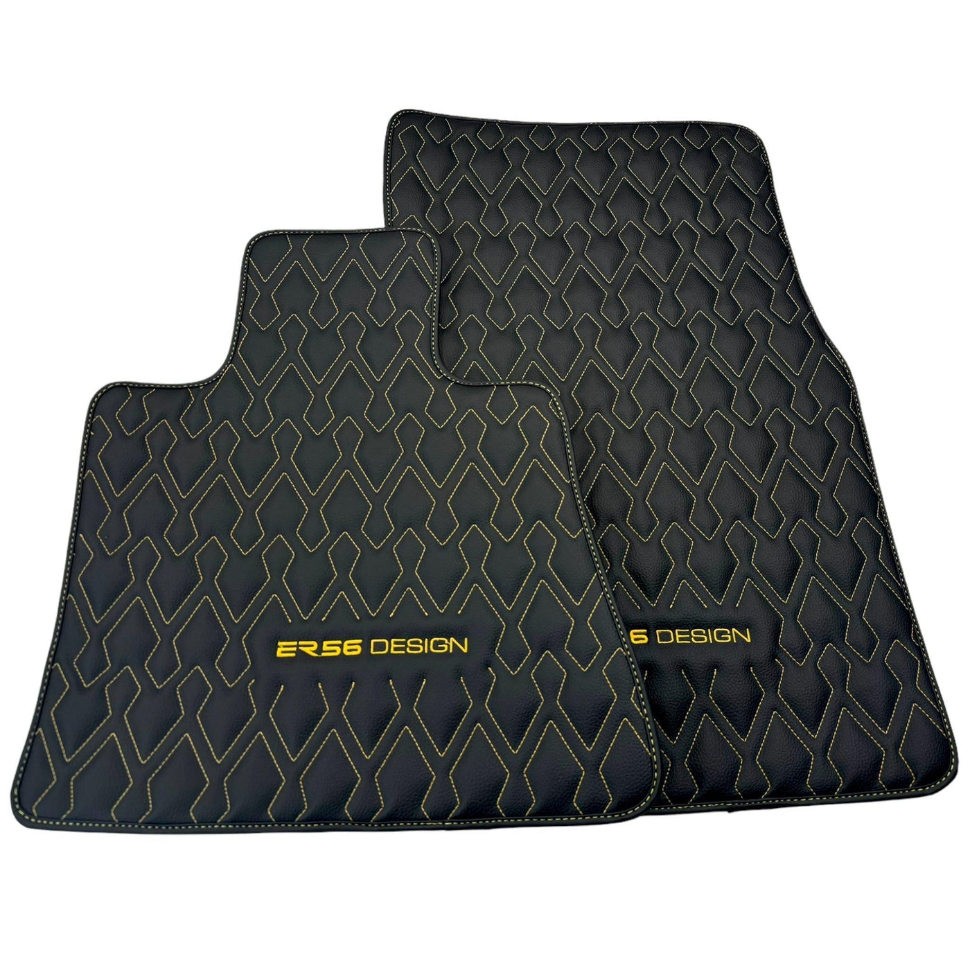 Black Leather Floor Mats for Rolls-Royce Phantom Drophead Coupe (2007-2016) ER56 Design - AutoWin