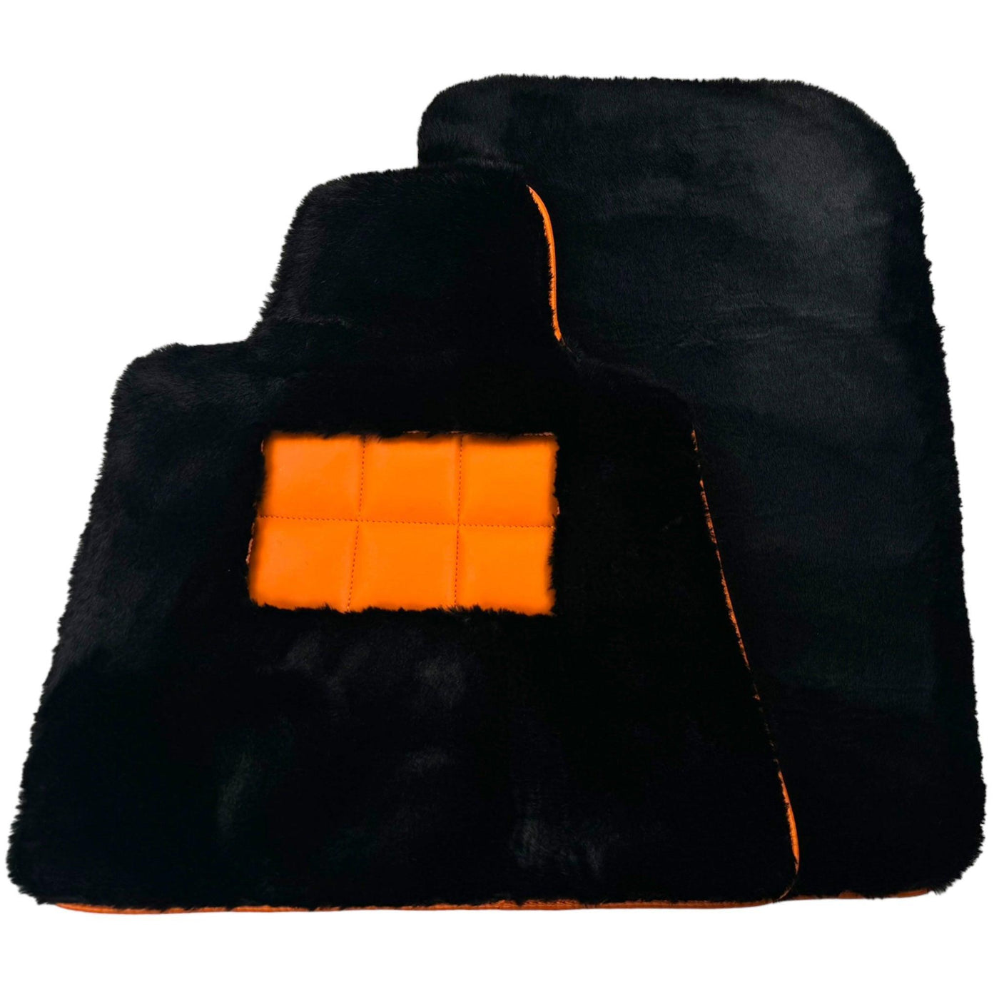Black Sheepskin Floor Mats for Rolls-Royce Cullinan | Orange Trim - AutoWin