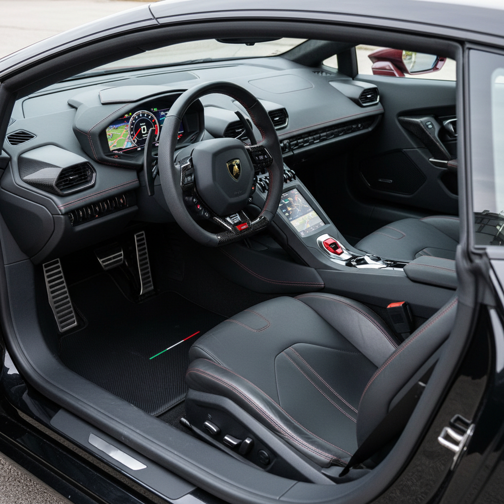 Tappetini in fibra di carbonio per Lamborghini Huracan STO con bandiera italiana