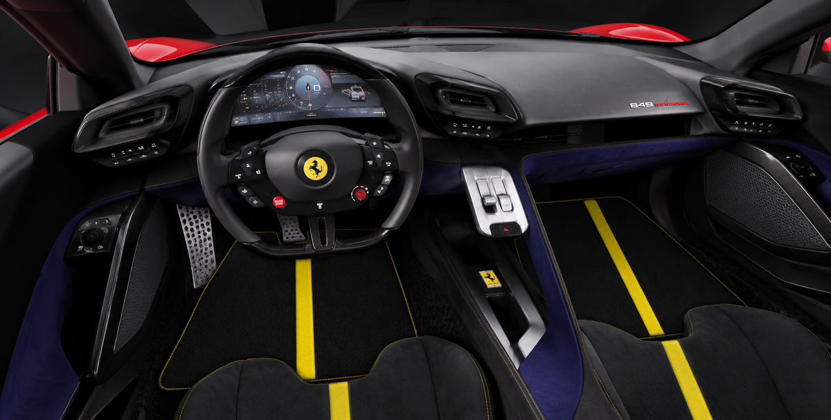 Tapis de voiture en cuir personnalisables avec motif AW22 pour Ferrari 849 Testarossa (2026-2027)