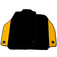 Black Floor Mats for Ferrari 488 Pista Spider (2019-2021) with Yellow Leather - AutoWin