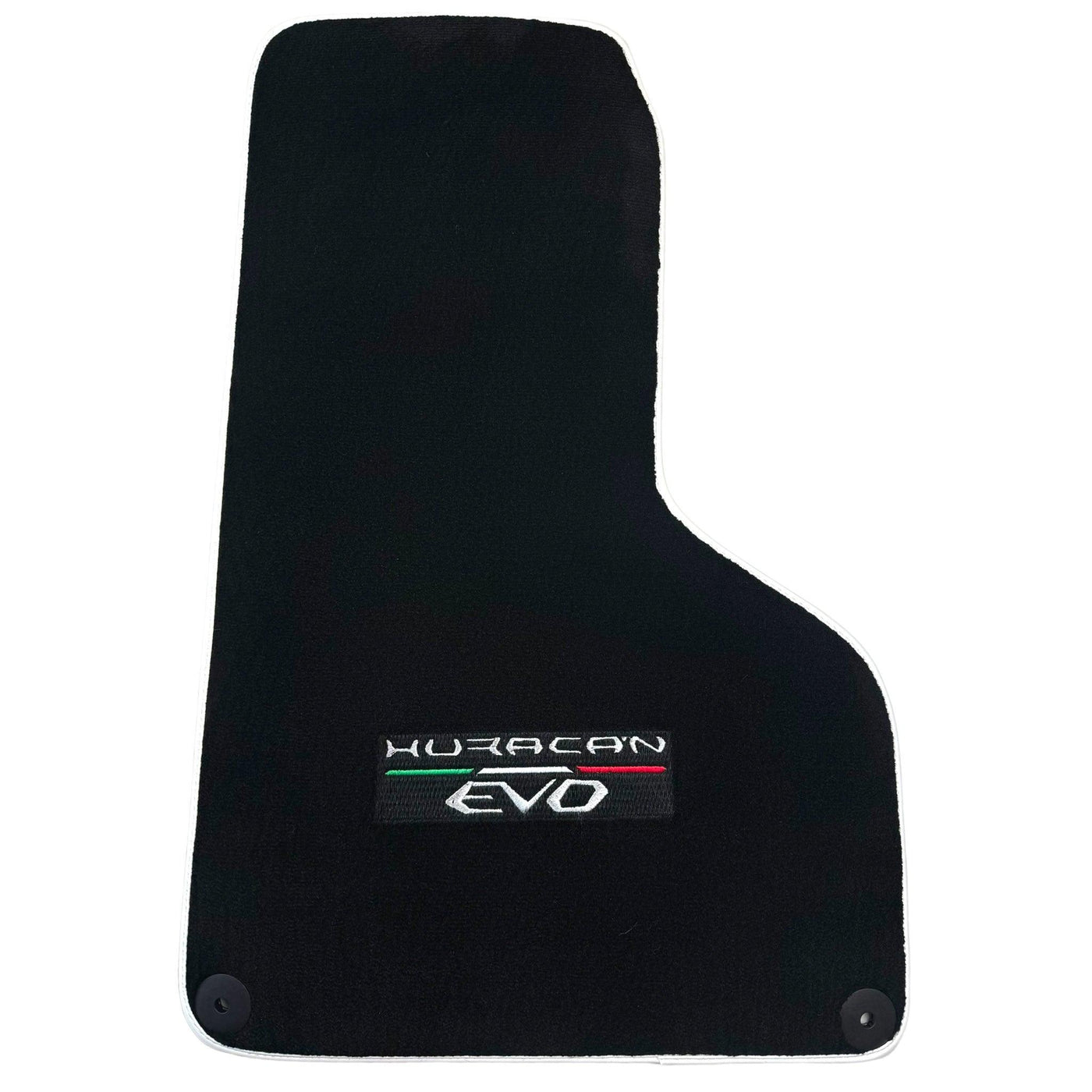 Black Floor Mats for Lamborghini Huracan EVO (2014-2023) with White Trim - AutoWin