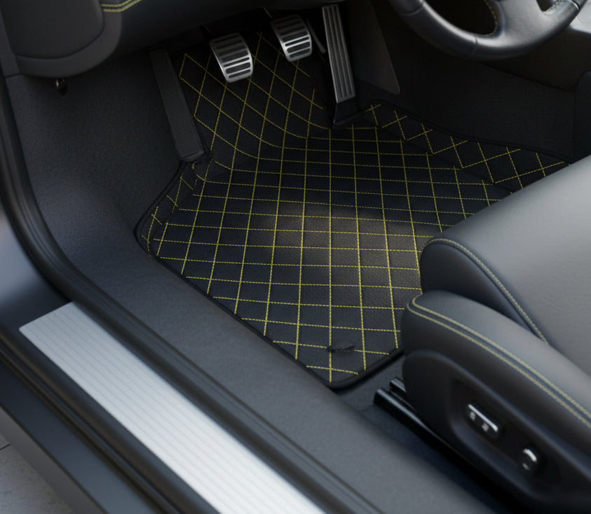 Customizable Leather Floor Mats with Vertical Hex Pattern for Lamborghini Diablo (1990-2001) - AutoWin