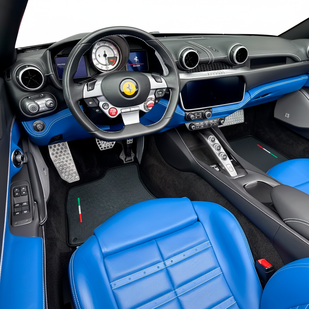 Tappeti per auto in pelle di fibra di carbonio per Ferrari Roma (2021-2024)