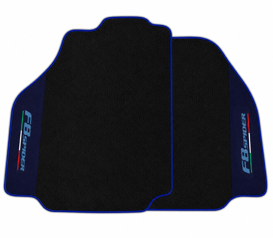 Tapis de voiture pour Ferrari F8 Spider 2019-2023 avec cuir Alcantara bleu