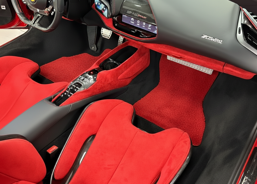 Alfombrillas de piel de oveja rojas para Ferrari SF90