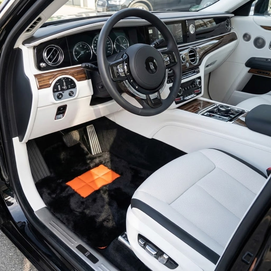 Alfombrillas de piel de oveja negra para Rolls-Royce Spectre