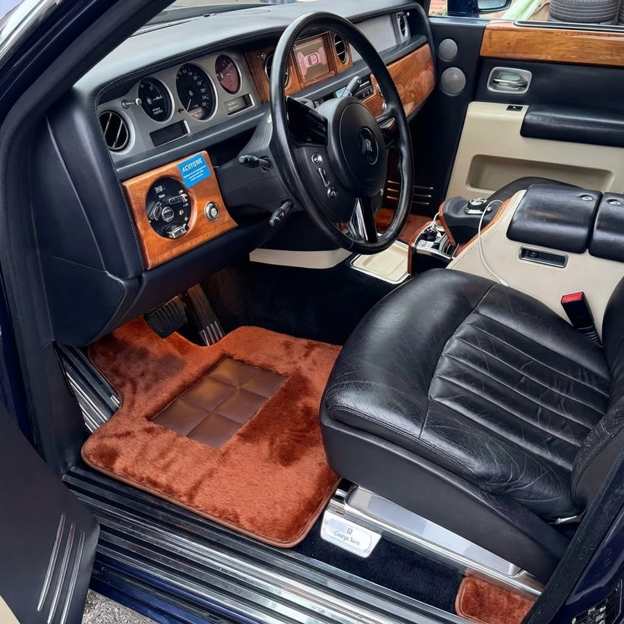 Alfombrillas de piel de oveja color jengibre para Rolls-Royce Phantom Drophead Coupe (2007-2016)