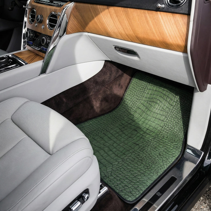 Alfombrillas de cuero verde para Rolls-Royce Cullinan RR31