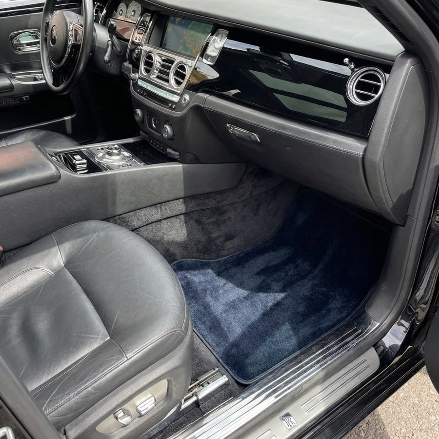 Alfombrillas de piel de oveja azul oscuro para Rolls-Royce Ghost Series I (2010–2020)