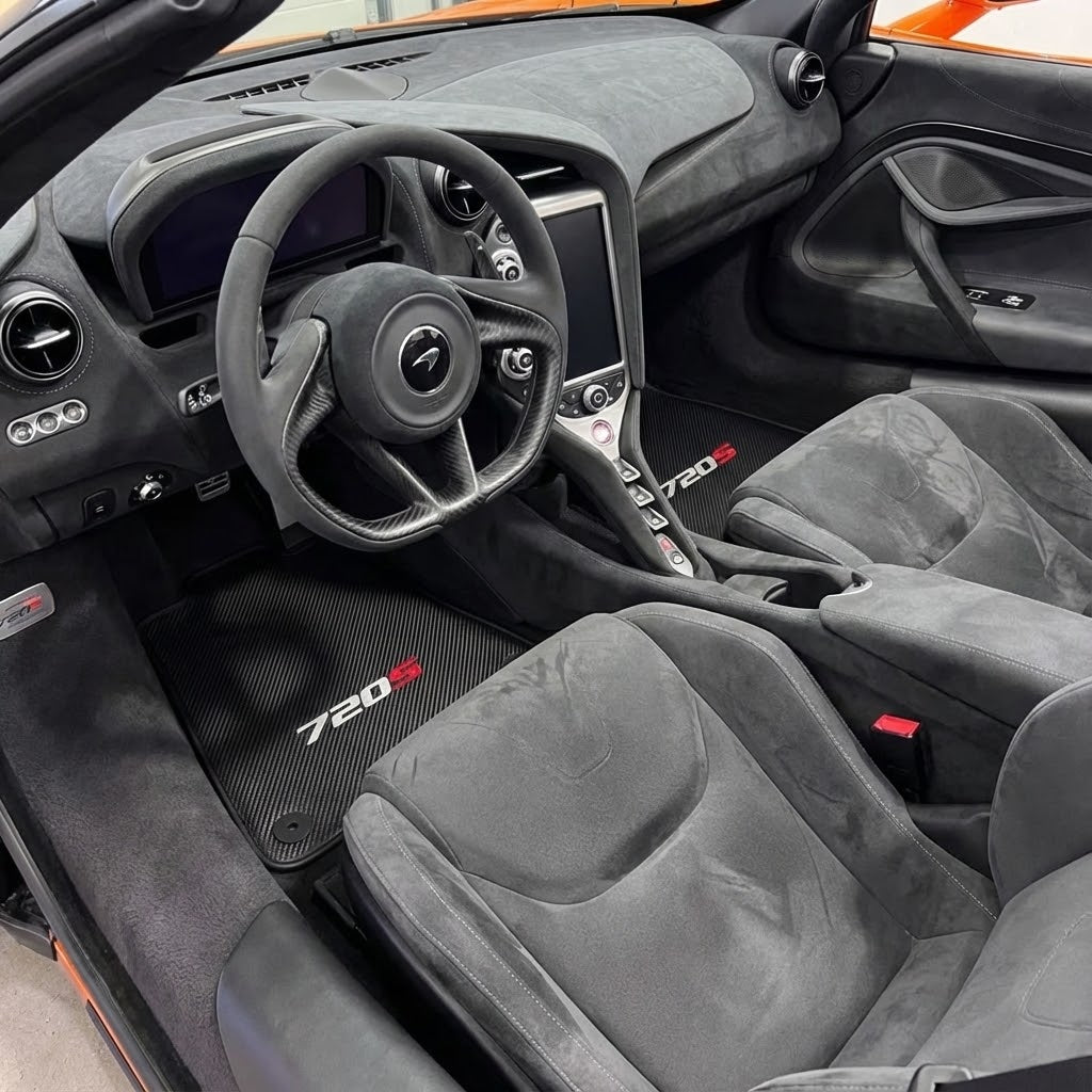 Fußmatten für McLaren 720S Schwarz Maßgeschneiderte Teppiche Set AutoWin