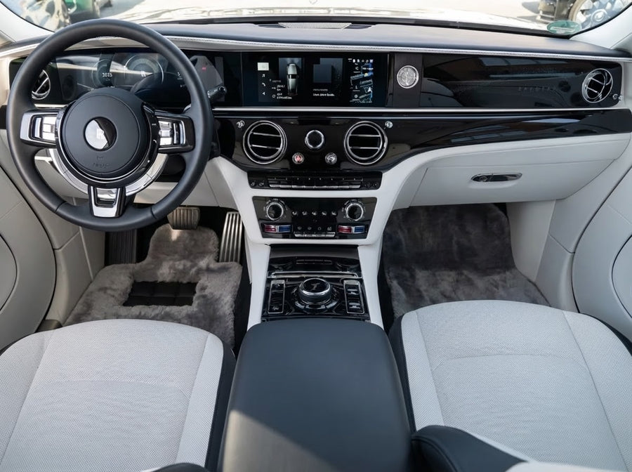 Graue Schaffell-Fußmatten für Rolls Royce Spectre (2023–2024), Marke Er56 Design