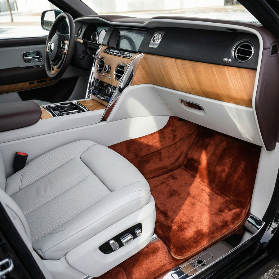 Tapis de voiture en peau de mouton couleur gingembre pour Rolls-Royce Cullinan (2018-2025)