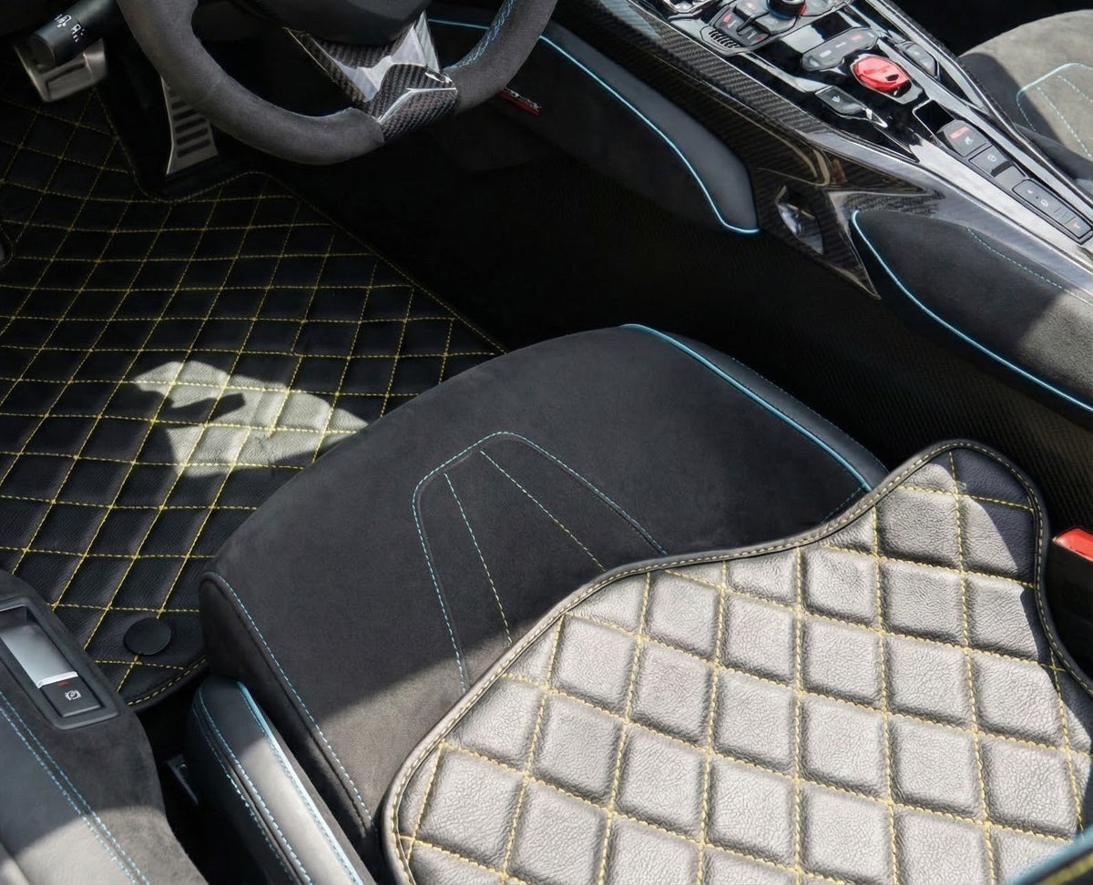 Customizable Leather Floor Mats with Triangle Pattern for Lamborghini Centenario (2016-2017)