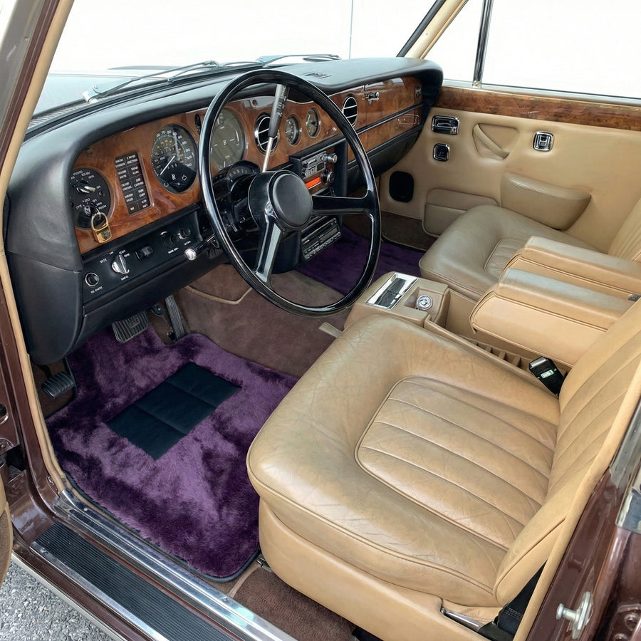 Tapis de voiture en peau de mouton violet pour Rolls-Royce