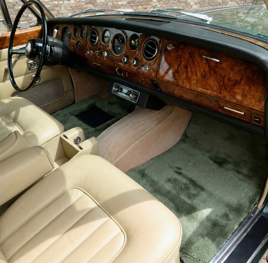 Alfombrillas de piel de oveja verde claro para Rolls-Royce