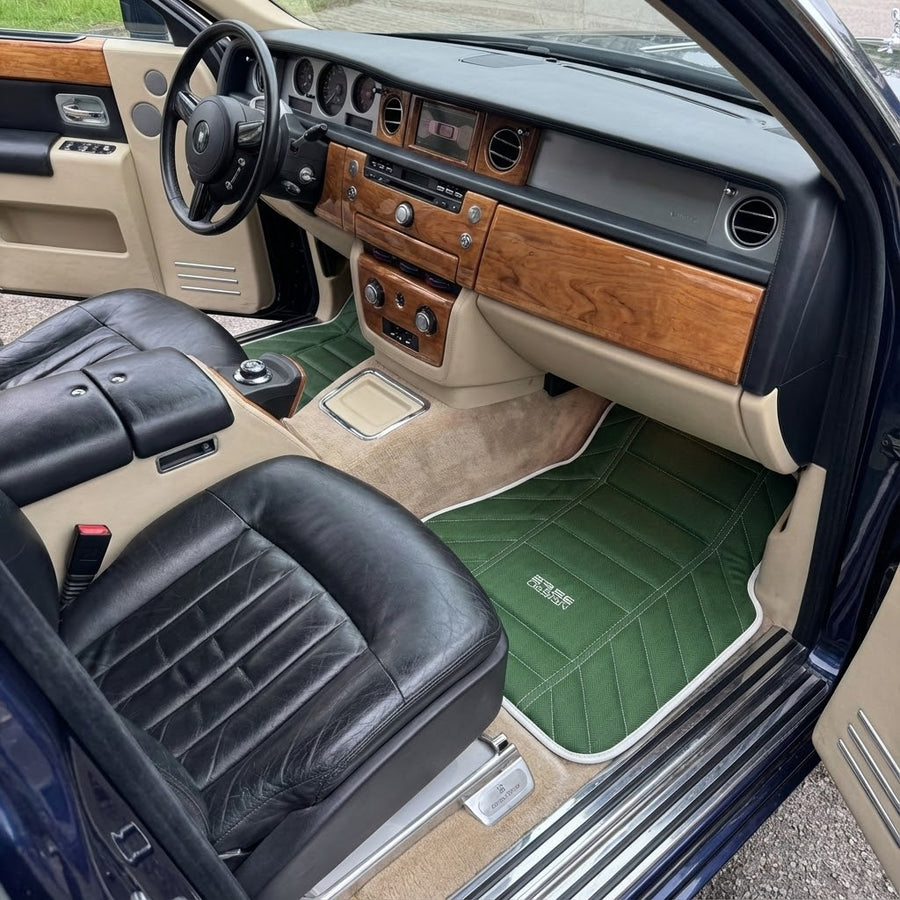 Grüne Leder Autofußmatten für Rolls Royce Black Badge Phantom VIII (2017-2024)