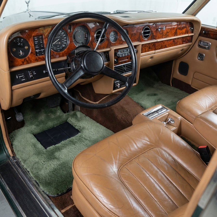 Alfombrillas de coche de piel de oveja verde claro para Rolls-Royce Wraith (2013–2023)